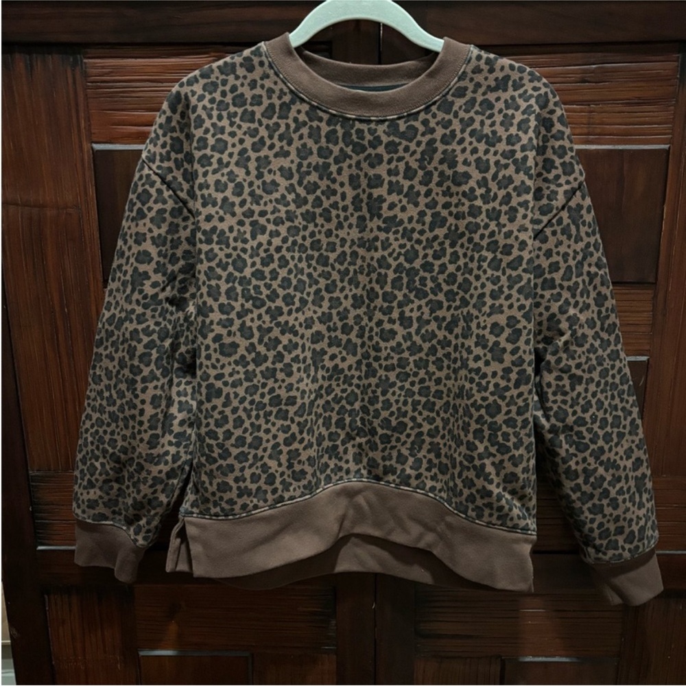 J. Crew Brown and Black Leopard Crewneck Sweatshirt